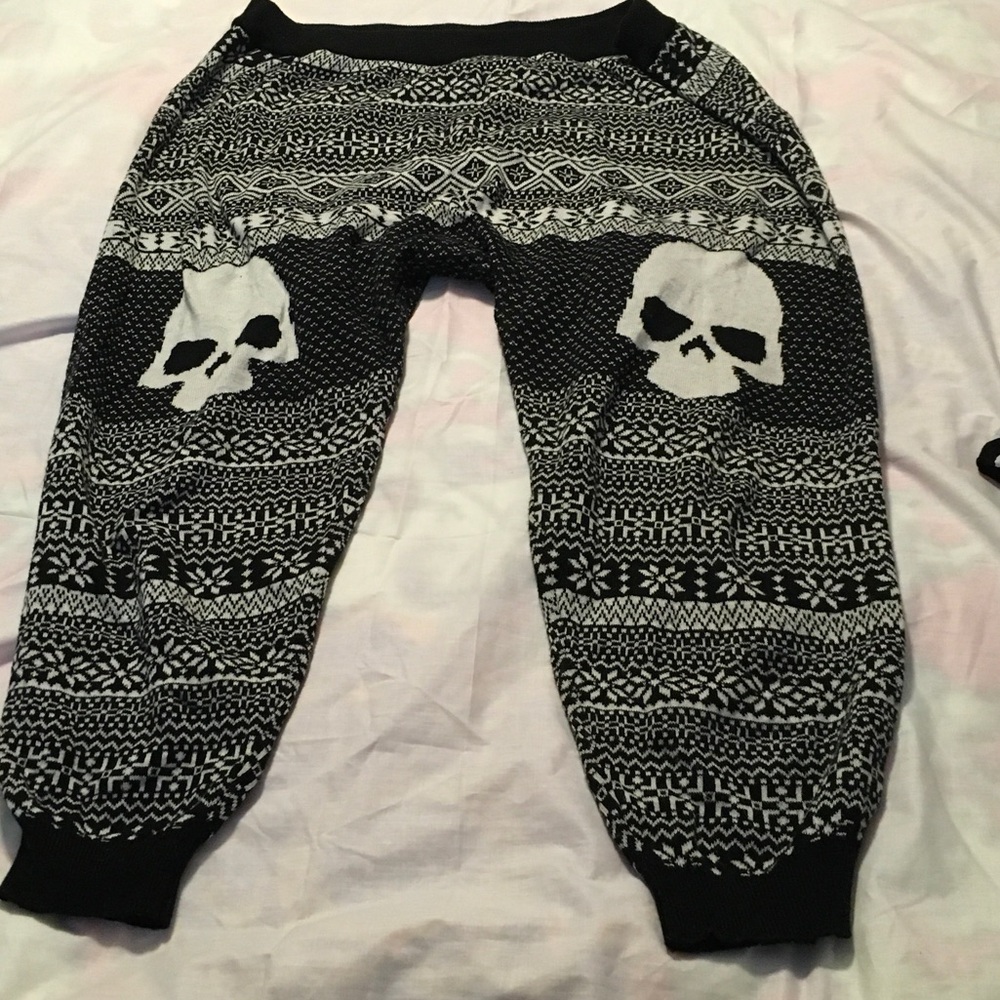 Iron Fist Black & White Skull Knit Joggers for Kids